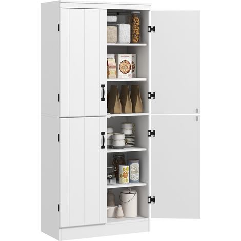 HOMCOM Kitchen Cupboard Storage Cabinet w/ 4 Doors and Adjustable Shelves,White (1/5)