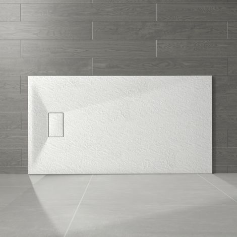 NRG 1600 x 800mm White SMC Rectangle Slate Effect Bathroom Shower Enclosure Tray (1/5)