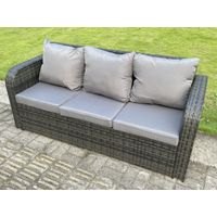 Fimous Outdoor Rattan Garden Furniture Sofa Set Lounge Sofa Dining Table Height Adjustable Rising Lifting Table Reclining Arm Chairs 8 Seater - 4
