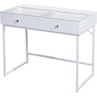 FENCHILIN Dressing table with LED lighting，Three Light Settings,Adjustable Brightness,2-drawer Vanity table 100 x 81 x 55 cm White - 4