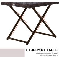 Outsunny Folding Square Rattan Coffee Table w/ Steel Frame Bistro Garden Brown - 5