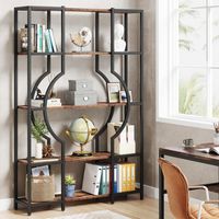 Tribesigns 5-Tier Bookshelf and Bookcase, Vintage Tall Bookcase with 12 Open Display Shelves, Wooden Book Shelving Unit with Metal Frame for Home Office, Living Room, Bedroom - 3