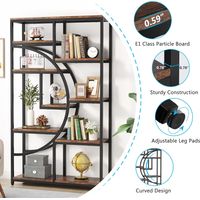 Tribesigns Bookshelf Industrial 5 Tier Etagere Bookcase, Freestanding Tall Bookshelves Display Shelf Storage Organizer with 9-Open Storage Shelf for Living Room, Bedroom, Home Office - 5