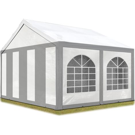 Excellent Marquee 3x4 m with strong PE 450 N tarpaulin Party Tent with fully galvanised & bolted steelframe grey white