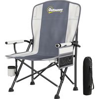 Outsunny Camping Chair Padded with Side Pocket Light Grey - 1