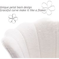 Accent Chair in Faux Fur Modern Vanity Armchair with Unique Petal Backrest Tub Chair for Home Bedroom Living Room, White, Wahson - 5