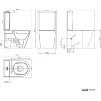 AICA Bathroom Rimless Close Coupled Toilet Soft Close Seat WC White Ceramic P-T - 4