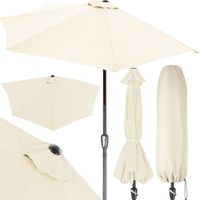 KINGSLEEVE® 2.7m Half Round Semi-Circular Garden Parasol 270cm Sun Shade with 80+ UV-Protection 2.3m Tall Idea Balcony Umbrella Garden Patio Wall Fence Cream