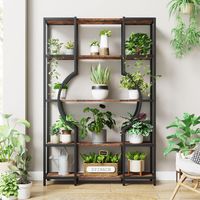Tribesigns 5-Tier Bookshelf and Bookcase, Vintage Tall Bookcase with 12 Open Display Shelves, Wooden Book Shelving Unit with Metal Frame for Home Office, Living Room, Bedroom - 4