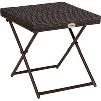 Outsunny Folding Square Rattan Coffee Table w/ Steel Frame Bistro Garden Brown - 1