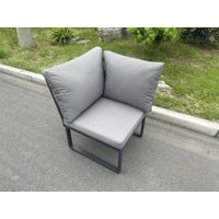Fimous Aluminum Outdoor Garden Furniture Corner Sofa 3 PC Chairs Gas Fire Pit Dining Table Sets Gas Heater Burner Dark Grey 10 Seater - 5