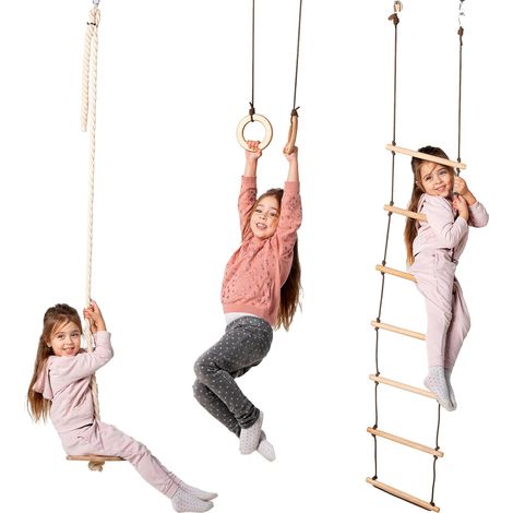 Kids' Play Set – Indoor Climbing Structure & Outdoor Playground for Boys and Girls – Includes Climbing Ladder and Gymnastic Rings, for Ages 2-12 - 1