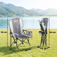 Outsunny Camping Chair Padded with Side Pocket Light Grey - 2