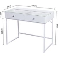 FENCHILIN Dressing table with LED lighting，Three Light Settings,Adjustable Brightness,2-drawer Vanity table 100 x 81 x 55 cm White - 5