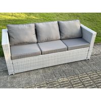 Fimous Light Grey Mixed 3 Seater Lounge Rattan Sofa Patio Conservatory Outdoor Garden Furniture Accessory With Seat And Back Cushion - 3