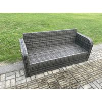 Fimous High Back 3 Seater Rattan Sofa Patio Outdoor Garden Furniture With Cushion - 3