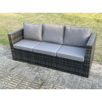 Fimous 3 Seater Rattan Lounge Sofa Chair Patio Outdoor Garden Furniture With Thick Cushion - 2