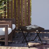 Outsunny Folding Square Rattan Coffee Table w/ Steel Frame Bistro Garden Brown - 3