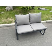 Fimous Aluminum Outdoor Garden Furniture Corner Sofa 3 PC Chairs Gas Fire Pit Dining Table Sets Gas Heater Burner Dark Grey 10 Seater - 3