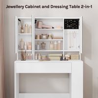 WOLTU Dressing Table, Large Mirror Vanity Makeup Desk Behind the Mirror with Jewelry Storage, Side Storage White - 3