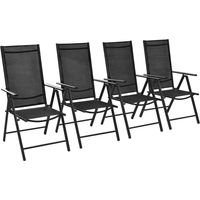 Folding Chairs 4 pcs Aluminium and Textilene Black vidaXL - 1