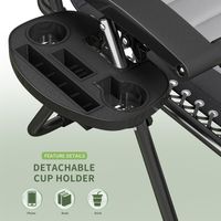Set of 2 Zero Gravity Heavy Duty Outdoor Garden Reclining Chairs with Padded Seat Black/Grey - 5