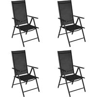 Folding Chairs 4 pcs Aluminium and Textilene Black vidaXL - 2