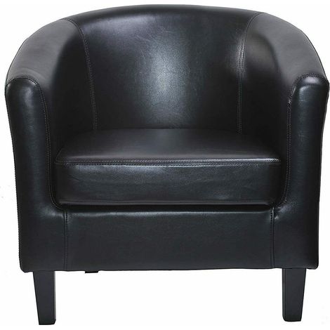 Faux Leather Tub Chair Armchair club Chair Dining Living Room & Cafe BLACK - 1