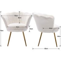 Accent Chair in Faux Fur Modern Vanity Armchair with Unique Petal Backrest Tub Chair for Home Bedroom Living Room, White, Wahson - 2