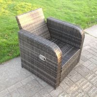 Fimous Dark Grey Mix PE Wicker Rattan Garden Furniture Set Sofa Set Reclining Adjustable Chair 4 Seater - 3