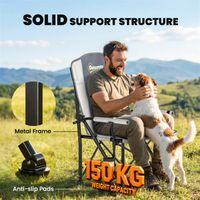 Outsunny Camping Chair Padded with Side Pocket Light Grey - 5