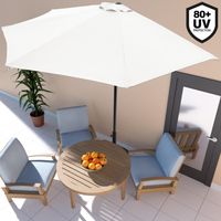 KINGSLEEVE® 2.7m Half Round Semi-Circular Garden Parasol 270cm Sun Shade with 80+ UV-Protection 2.3m Tall Idea Balcony Umbrella Garden Patio Wall Fence Cream - 2