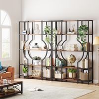Tribesigns 5-Tier Bookshelf and Bookcase, Vintage Tall Bookcase with 12 Open Display Shelves, Wooden Book Shelving Unit with Metal Frame for Home Office, Living Room, Bedroom - 5
