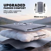 Outsunny Camping Chair Padded with Side Pocket Light Grey - 4