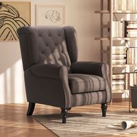 HOMCOM Accent Armchair Home Furniture Tufted Club Wood Fabric Brown - 3