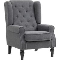 HOMCOM Accent Armchair Home Furniture Retro Tufted Club Fabric Charcoal Grey - 1