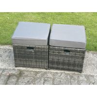 Fimous Outdoor Rattan Garden Corner Furniture Gas Fire Pit Table Sets Gas Heater Lounge Small Footstools Dark Grey Mixed 8 Seater - 4