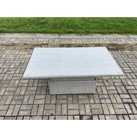 Fimous 11 Seater PE Rattan Garden Funiture Set Outdoor Height Adjustable Rising Lifting Table Sofa Dining Set with 2 Side Tables 2 Big Footstools - 5