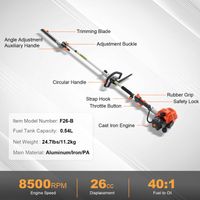 Mophorn 15.7-inch 26CC 2 Cycle Gas Hedge Trimmer, Gas Powered Pole Hedge Trimmer with Dual Sided Dual Action Blade, 270° Adjustable Trimmer Head, Suitable for Trimming Shrubs, Bushes - 2