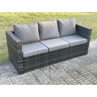 Fimous 3 Seater Rattan Lounge Sofa Chair Patio Outdoor Garden Furniture With Thick Cushion - 4