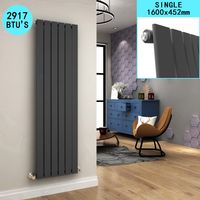 ELEGANT Radiator Designer Vertical Column Anthracite Single Flat Panel Rad 1600 x 452mm
