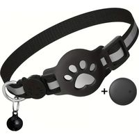 GPS collar for cats, real-time locator with reflective collar and bell, waterproof pet tracker (iOS compatible only) — Black B