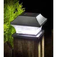 4 Solar Post Cap Lights Aluminium Black Weather-Resistant Outdoor LED Deck Fence Driveway Lighting