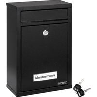 MONZANA® Lockable Post Boxes Wall Mounted Waterproof Letter Boxes with 2 Keys Weatherproof Galvanised Metal With Letter Box Flap & Name Plates Modern Design Mail Post Box System Black Black