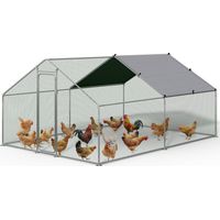 VOUNOT Walk In Chicken Run Coop, Galvanised Poultry Cage, 400x300x200 cm