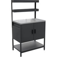 Black steel outdoor kitchen with 2 hanging shelves and 2 doors L80cm