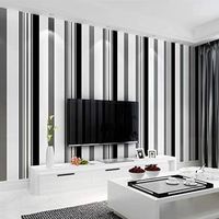 Modern Black White Grey Striped Non Woven Wallpaper