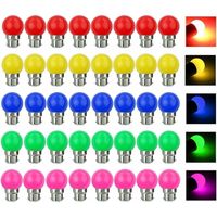 B22 LED Color Bulb 3W Equivalent 30W 300LM AC 220V B22 Bayonet Bulbs LED Color String Light Multicolor Bulbs for Home Bar Party Atmosphere Decoration - Pack of 40 [Energy Class A]