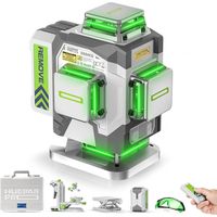 Huepar Pro 4D Green Self-Leveling High Precision Laser Level - 4 360° with 8000mAh Lithium-Ion Battery, Multifunctional Stand and Hard Case ZK04CG