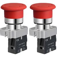 22MM 1NC Red Mushroom Emergency Stop Locking Push Button Safety Stop Switch Normally Closed 10A 660V